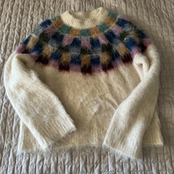 Sold Out NWT Madewell Brushed Checkerboard Fair Isle Sweater, XXS - Picture 1 of 5